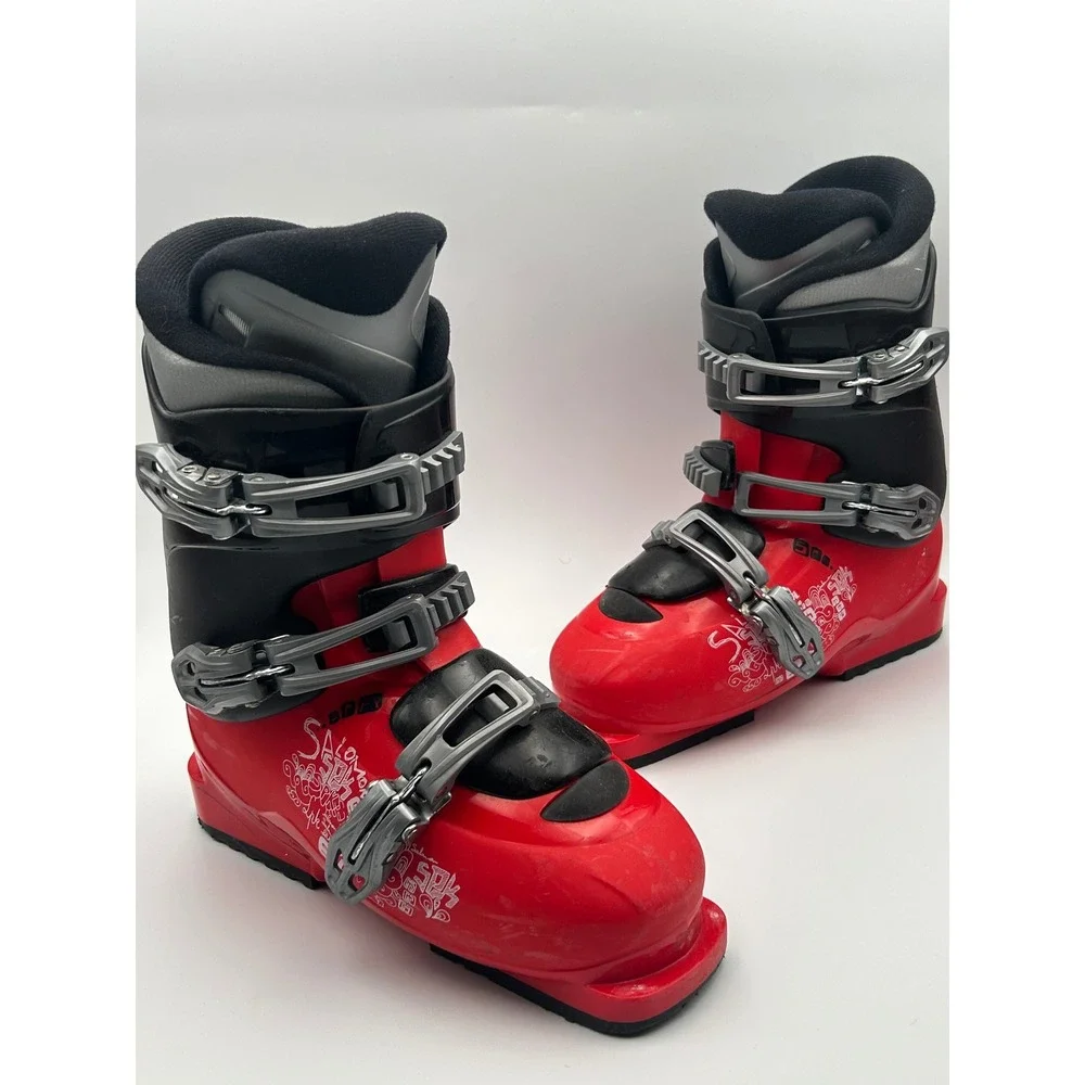 Salomon Kaid T3 Ski Boots Red Black Womens 5.5 Youth 23 Mondo 276mm